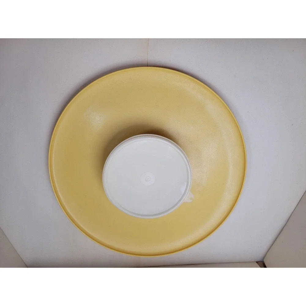 Vintage Tupperware Chip Dip-N-Serve Tray Round Vegetable Appetizer #492 Tan